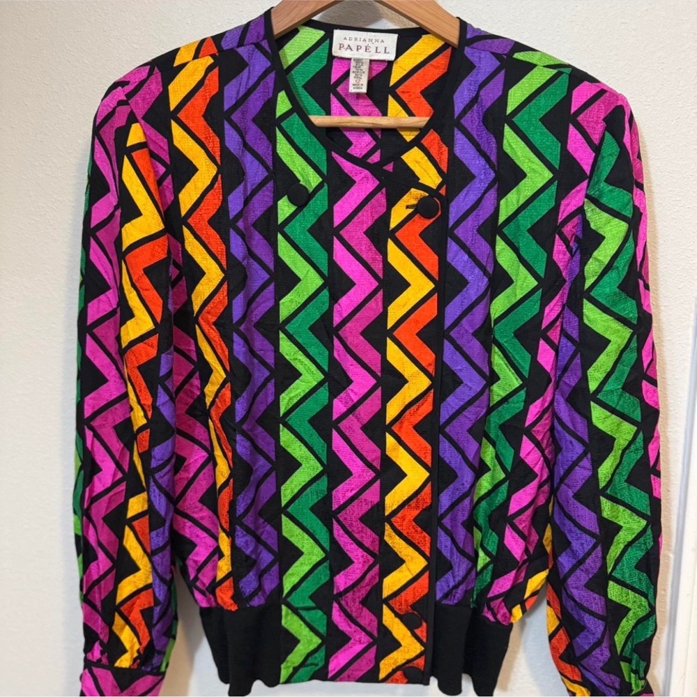Vintage Adrianna Papell Multicolor Silk Top